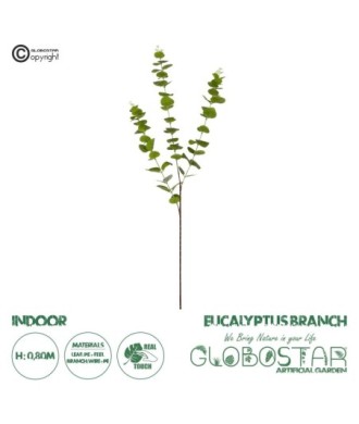 GloboStar® Artificial Garden EUCALYPTUS BRANCH 20484 Τεχνητό Διακοσμητικό Κλαδί Ευκάλυπτου Πράσινο Π30 x Μ30 x Υ80m